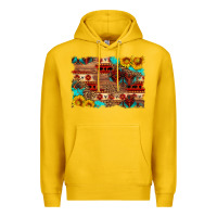 Lemon aztec and leopard background Premium Hoodie - HRA Design Shop