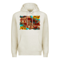 Oatmeal Heather aztec and leopard background Premium Hoodie - HRA Design Shop