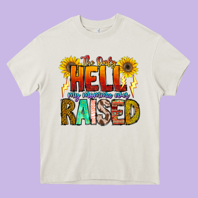 The Only Hell My Momma Ever Heavy Core Tee Designed By Cowhidedigitalart