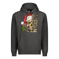 Charcoal Heather festive af christmas skull Premium Hoodie - FaDigitalArtStudio