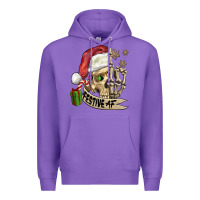 Purple festive af christmas skull Premium Hoodie - FaDigitalArtStudio