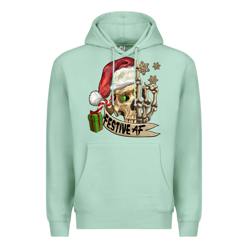 Festive Af Christmas Skull Premium Hoodie by FaDigitalArtStudio | Teevron