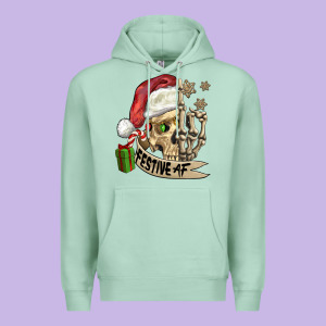 Festive Af Christmas Skull Premium Hoodie Designed By Fadigitalartstudio
