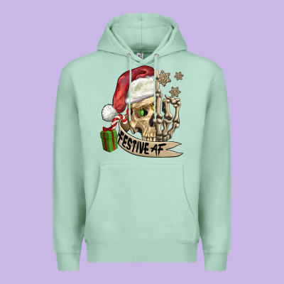 Festive Af Christmas Skull Premium Hoodie Designed By Fadigitalartstudio