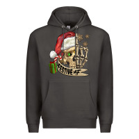 Smoke festive af christmas skull Premium Hoodie - FaDigitalArtStudio