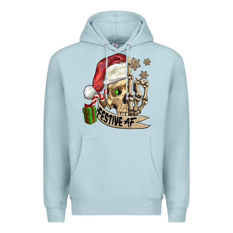 Festive Af Christmas Skull Premium Hoodie by FaDigitalArtStudio | Teevron