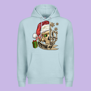 Festive Af Christmas Skull Premium Hoodie Designed By Fadigitalartstudio