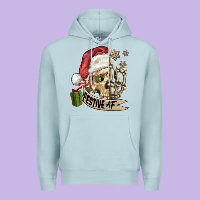 Festive Af Christmas Skull Premium Hoodie Designed By Fadigitalartstudio