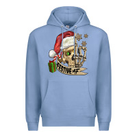 Colony Blue festive af christmas skull Premium Hoodie - FaDigitalArtStudio