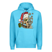 Ocean Blue festive af christmas skull Premium Hoodie - FaDigitalArtStudio