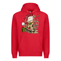 Red festive af christmas skull Premium Hoodie - FaDigitalArtStudio