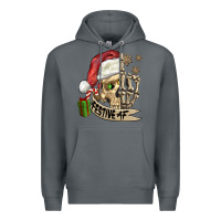 Rock festive af christmas skull Premium Hoodie - FaDigitalArtStudio