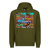 Army Green western  american truck sunflowers  mousepad Premium Hoodie - HRA Design Shop