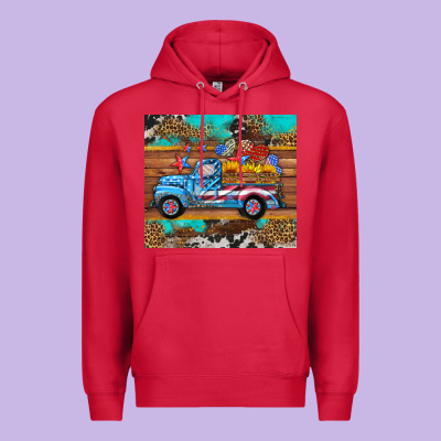 Western  American Truck Sunflowers  Mousepad Premium Hoodie Designed By Hra Design Shop