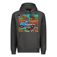 Charcoal Heather western  american truck sunflowers  mousepad Premium Hoodie - HRA Design Shop