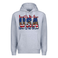 Heather Grey land of the free usa Premium Hoodie - RacoonDesign