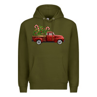Army Green christmas trees truck Premium Hoodie - FaDigitalArtStudio