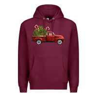 Burgundy christmas trees truck Premium Hoodie - FaDigitalArtStudio