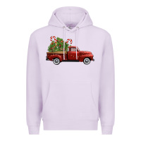 Lilac christmas trees truck Premium Hoodie - FaDigitalArtStudio