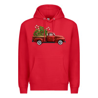 Red christmas trees truck Premium Hoodie - FaDigitalArtStudio