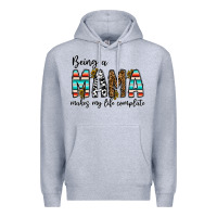 Heather Grey being mama makes my life complate Premium Hoodie - CowhideDigitalArt