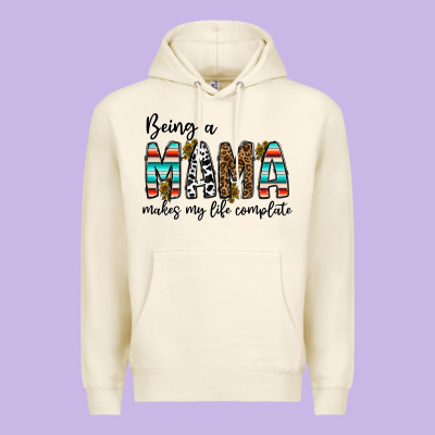 Being Mama Makes My Life Complate Premium Hoodie Designed By Cowhidedigitalart