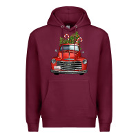 Burgundy christmas trees truck Premium Hoodie - FaDigitalArtStudio