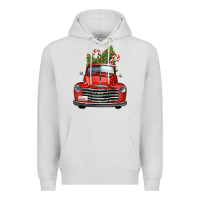 Dove Grey christmas trees truck Premium Hoodie - FaDigitalArtStudio
