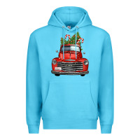Ocean Blue christmas trees truck Premium Hoodie - FaDigitalArtStudio