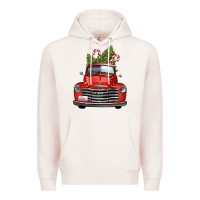 Pale Pink christmas trees truck Premium Hoodie - FaDigitalArtStudio