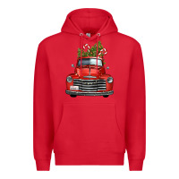 Red christmas trees truck Premium Hoodie - FaDigitalArtStudio