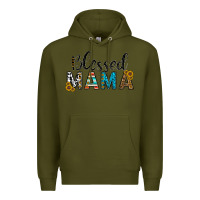 Army Green blessed mama Premium Hoodie - CowhideDigitalArt