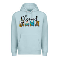 Blue Mist blessed mama Premium Hoodie - CowhideDigitalArt