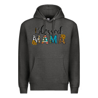 Charcoal Heather blessed mama Premium Hoodie - CowhideDigitalArt