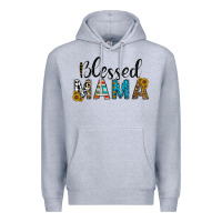 Heather Grey blessed mama Premium Hoodie - CowhideDigitalArt