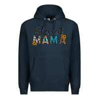 Navy blessed mama Premium Hoodie - CowhideDigitalArt