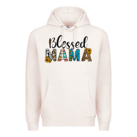 Pale Pink blessed mama Premium Hoodie - CowhideDigitalArt