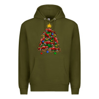 Army Green christmas truck tree Premium Hoodie - FaDigitalArtStudio