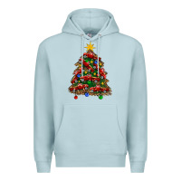 Blue Mist christmas truck tree Premium Hoodie - FaDigitalArtStudio