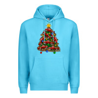 Ocean Blue christmas truck tree Premium Hoodie - FaDigitalArtStudio