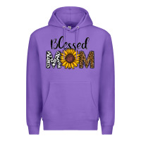 Purple blessed mom Premium Hoodie - CowhideDigitalArt