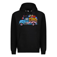 Black american truck and flag with stars Premium Hoodie - HRA Design Shop