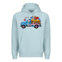 Blue Mist american truck and flag with stars Premium Hoodie - HRA Design Shop