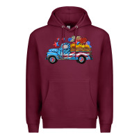 Burgundy american truck and flag with stars Premium Hoodie - HRA Design Shop