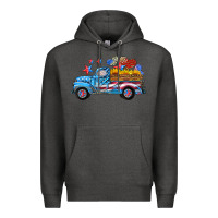 Charcoal Heather american truck and flag with stars Premium Hoodie - HRA Design Shop