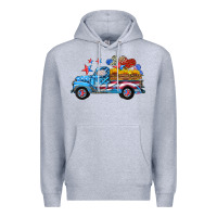 Heather Grey american truck and flag with stars Premium Hoodie - HRA Design Shop