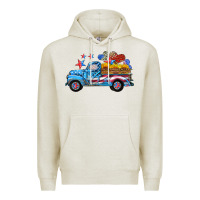 Oatmeal Heather american truck and flag with stars Premium Hoodie - HRA Design Shop