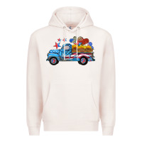 Pale Pink american truck and flag with stars Premium Hoodie - HRA Design Shop
