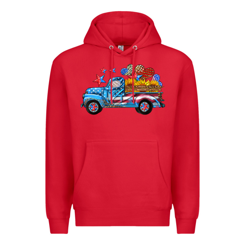 American Truck And Flag With Stars Premium Hoodie by HRA Design Shop | Teevron