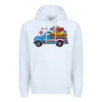 White american truck and flag with stars Premium Hoodie - HRA Design Shop